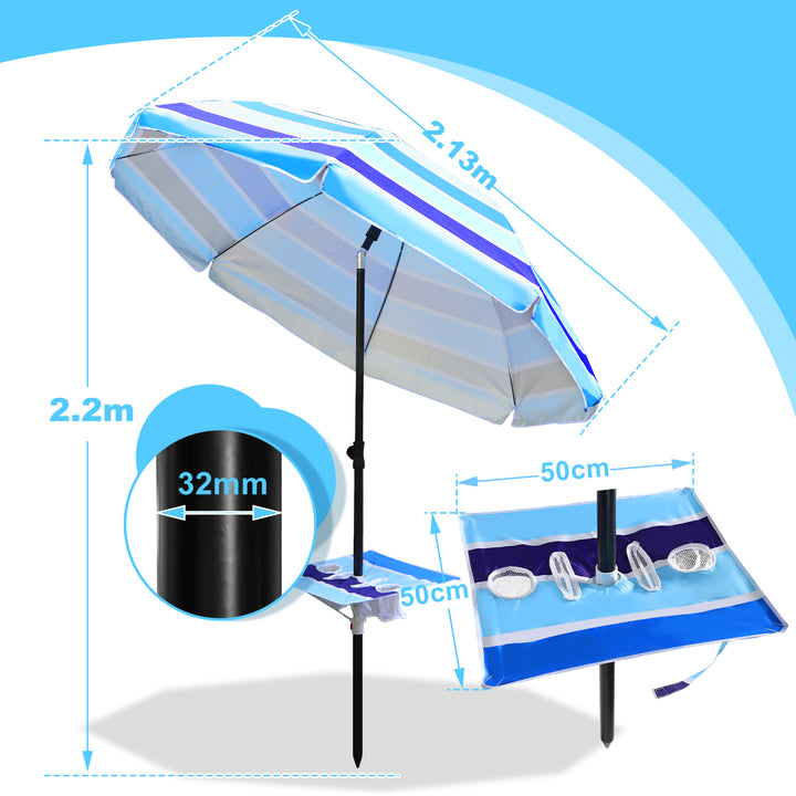 Sonnewelt Strandschirm Sonnenschirm Ø 213cm mit Tisch
