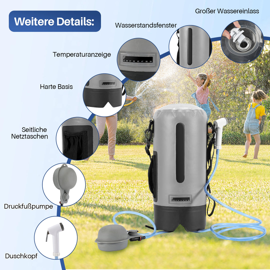 Sonnewelt Campingdusche 12L Tragbarmit Fusspumpe