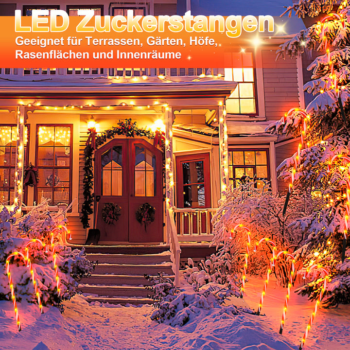 Sonnewelt 4x LED Zuckerstangen Weihnachtsdeko Außenleuchte