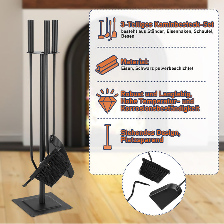 Sonnewelt Kaminbesteck 3 teilig Edelstahl Kaminbesteck Set