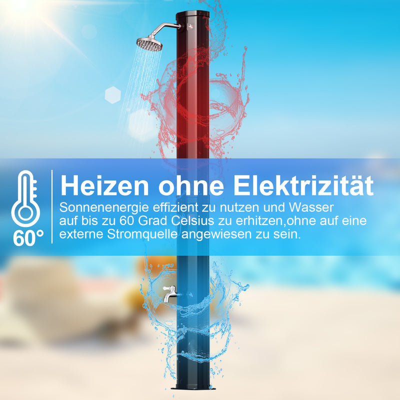 Sonnewelt Solardusche 35L Solardusche Gartendusche Inkl. Schutzhaube