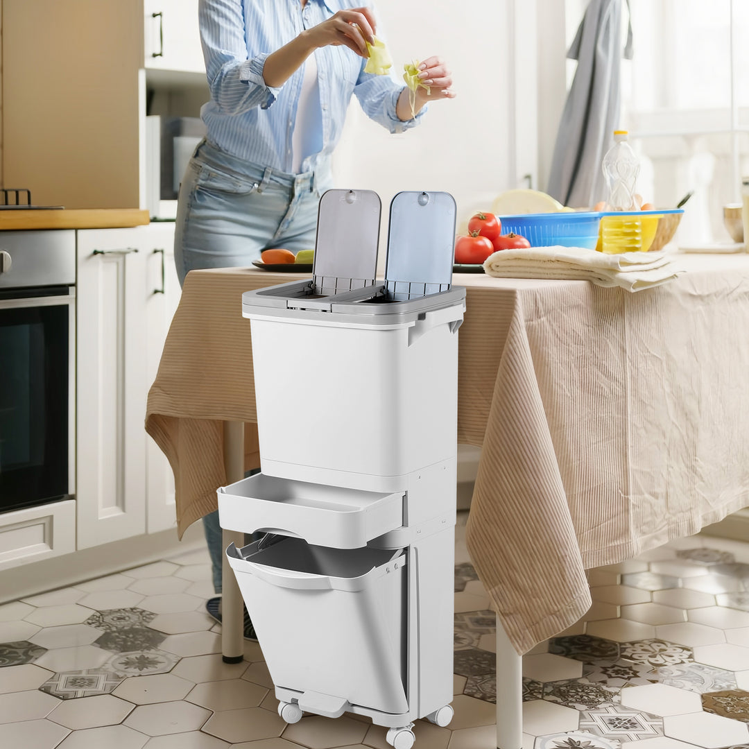 Sonnewelt Mülleimer Küche 42L Mülltrennsystem 3 Fächer