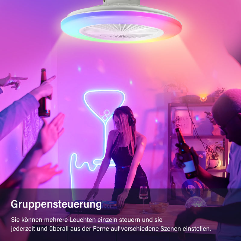 Sonnewelt Deckenventilator mit Beleuchtung RGB mit Fernbedienung