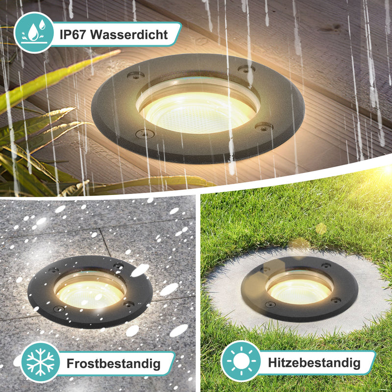 Sonnewelt LED Bodeneinbaustrahler 3W Naturweiß mit Mattierten Ersatzlinsen