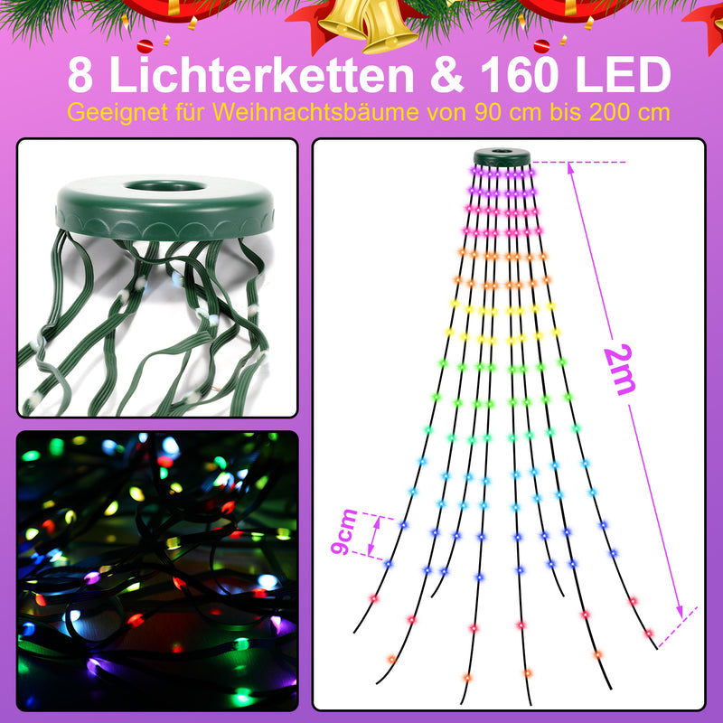 Sonnewelt Christbaumbeleuchtung mit APP-Kontrolle 160 LEDs IP67