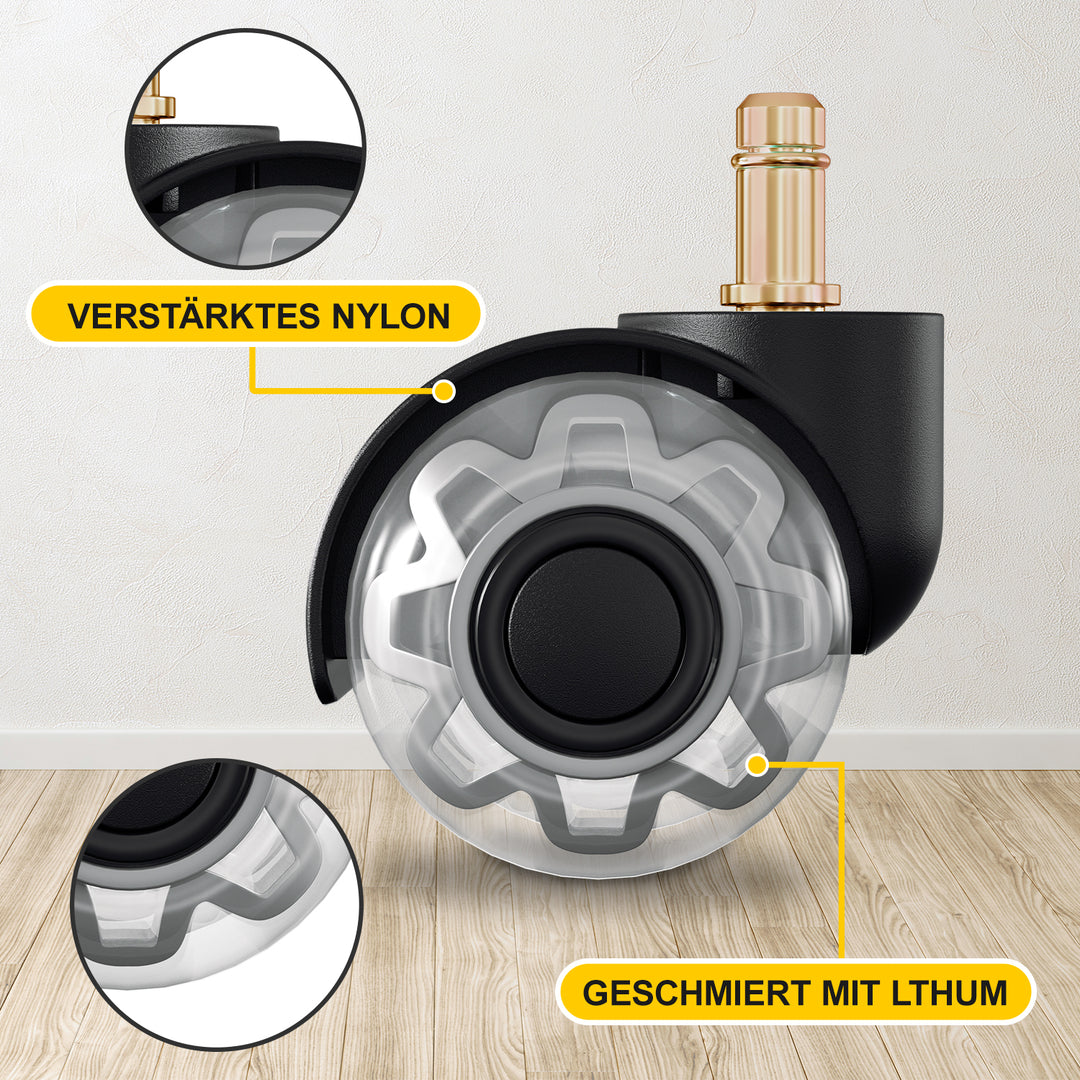 Sonnewelt 5 Stück BürostuhlRollen Drehstuhlrollen 10mm x 22mm
