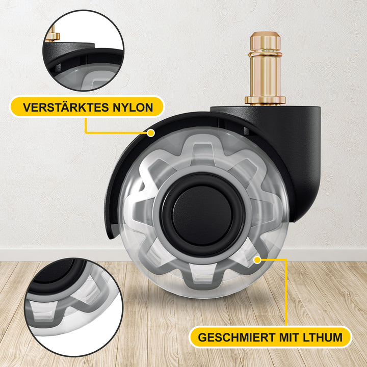 Sonnewelt 5 Stück BürostuhlRollen Drehstuhlrollen 10mm x 22mm