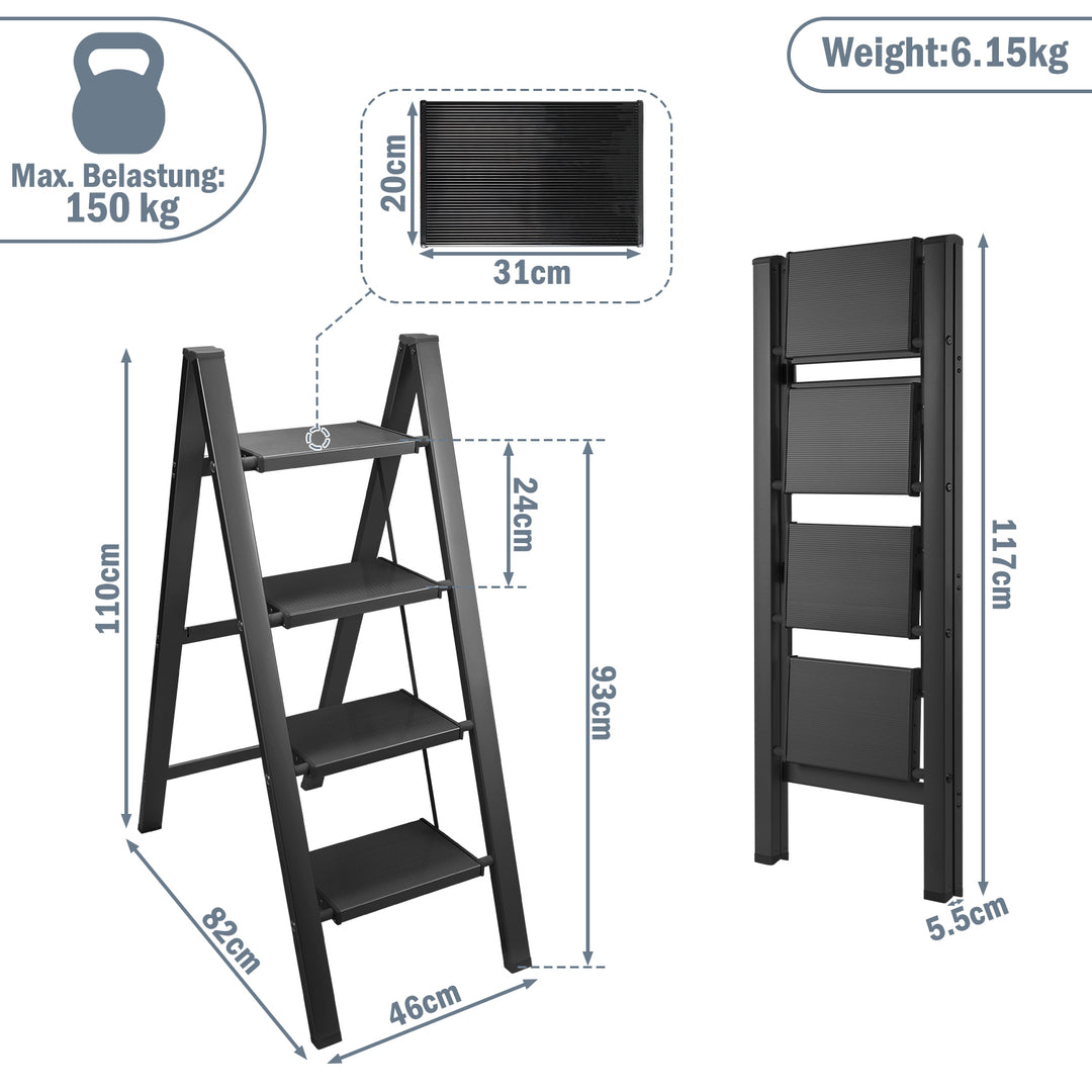 Sonnewelt Ladder Foldable Lightweight Aluminum 2/3/4 Steps