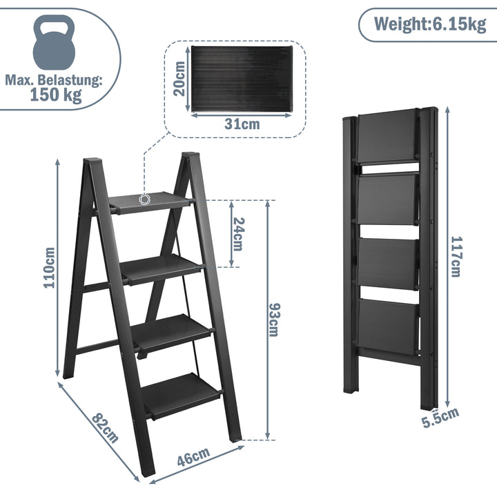 Sonnewelt Ladder Foldable Lightweight Aluminum 2/3/4 Steps