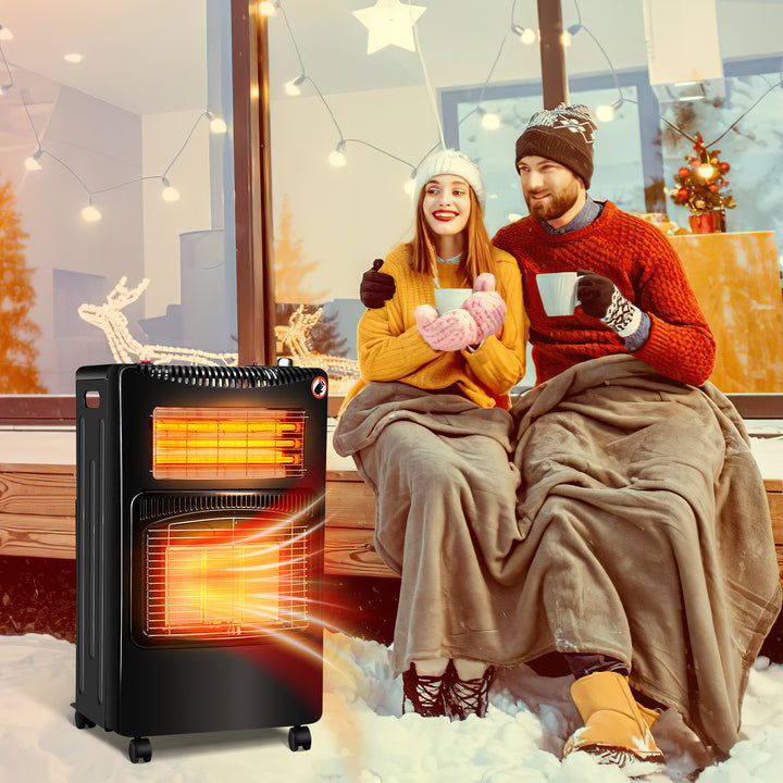 Sonnewelt Gasheizung 4200w und 1260w Gas-Elektro-Heizgerät mit Gasdruckregler, Gasschlauch, Gasflaschen Adapter