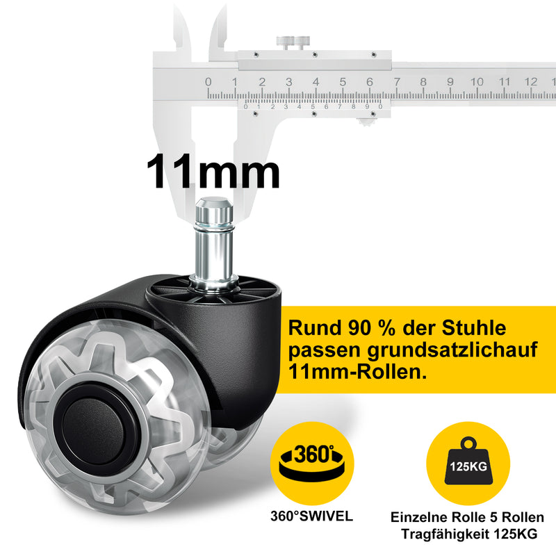 Sonnewelt 5 Stück BürostuhlRollen Stuhlrollen 11mm x 22mm