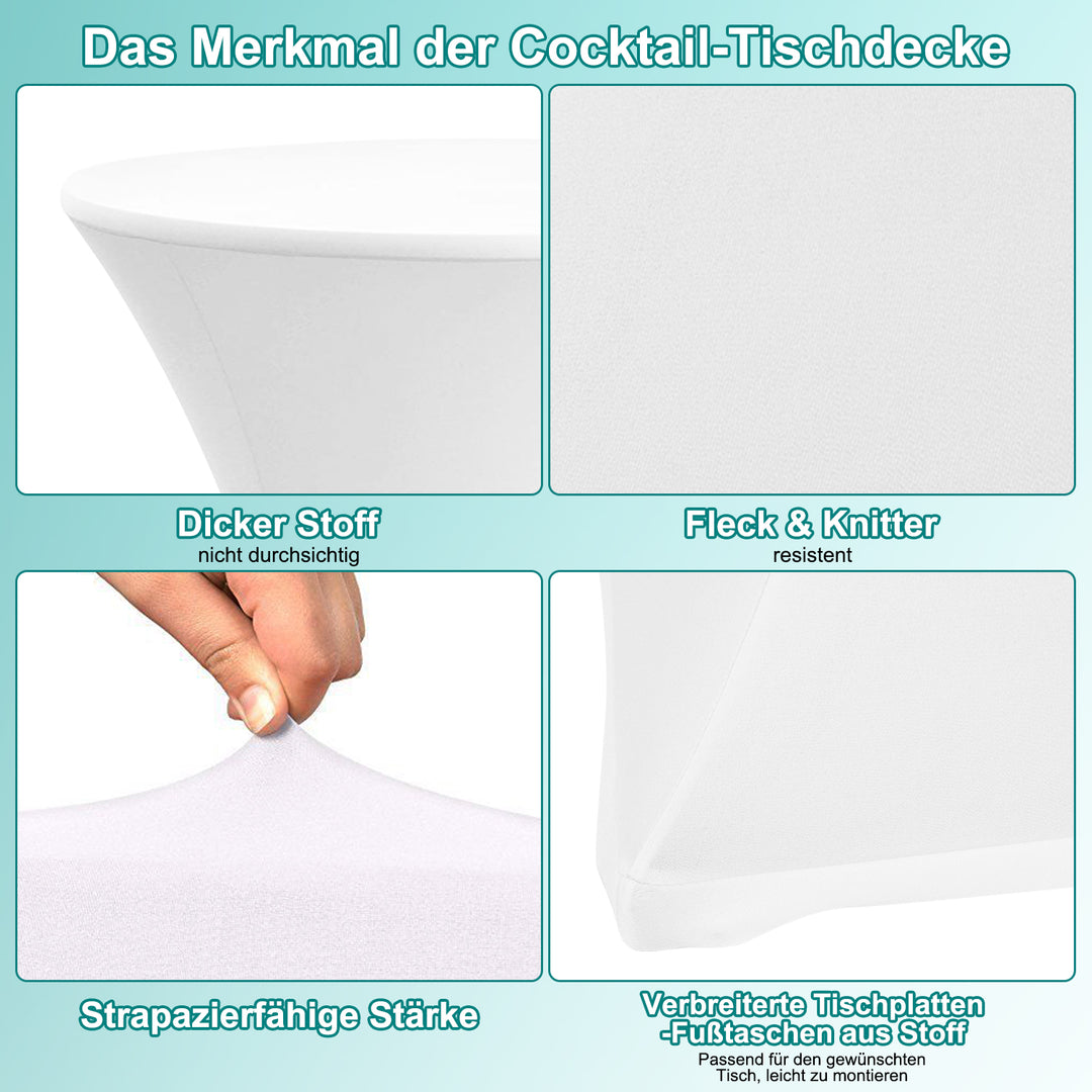 Sonnewelt Stehtischhusse Stretch Tischdecke Weiß