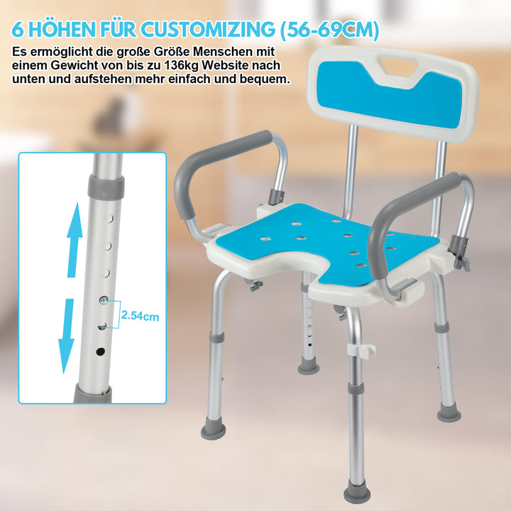 Sonnewelt shower stool shower seat with fold-up armrest