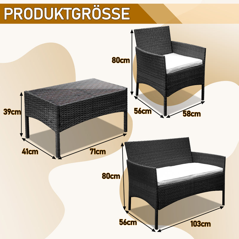 Sonnewelt Polyrattan Sitzgruppe Gartenmöbel Set