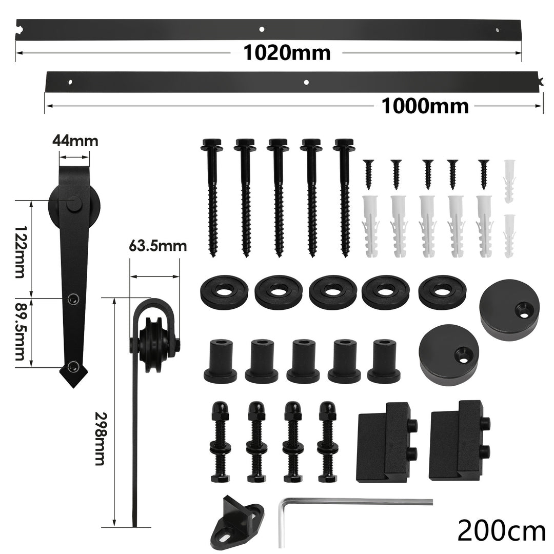 Sonnewelt Schiebetürbeschlag Set Schiebetürsystem 152cm/183cm/200cm/244cm/363cm