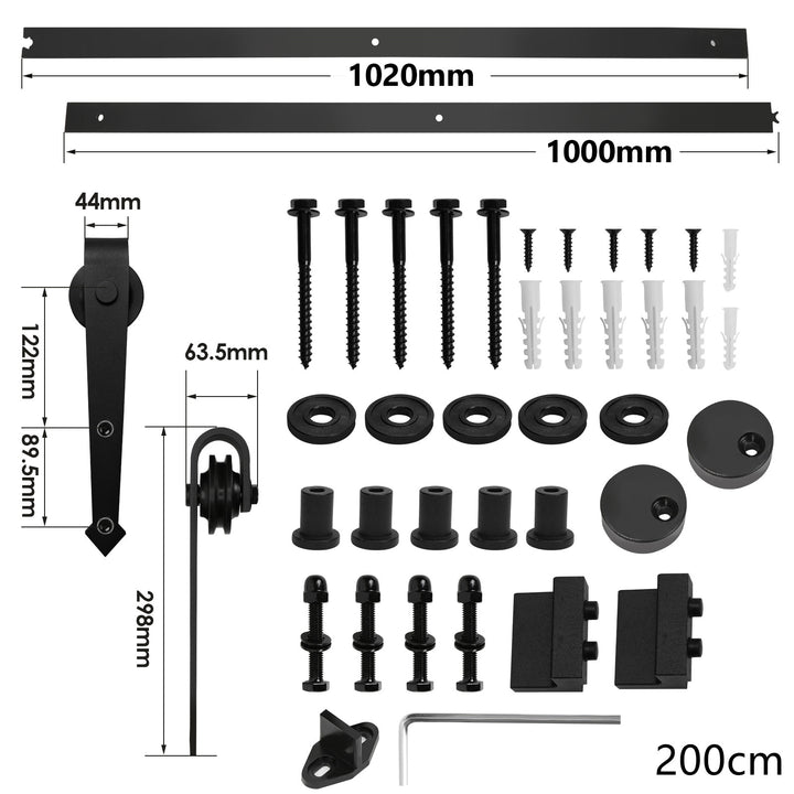 Sonnewelt Schiebetürbeschlag Set Schiebetürsystem 152cm/183cm/200cm/244cm/363cm