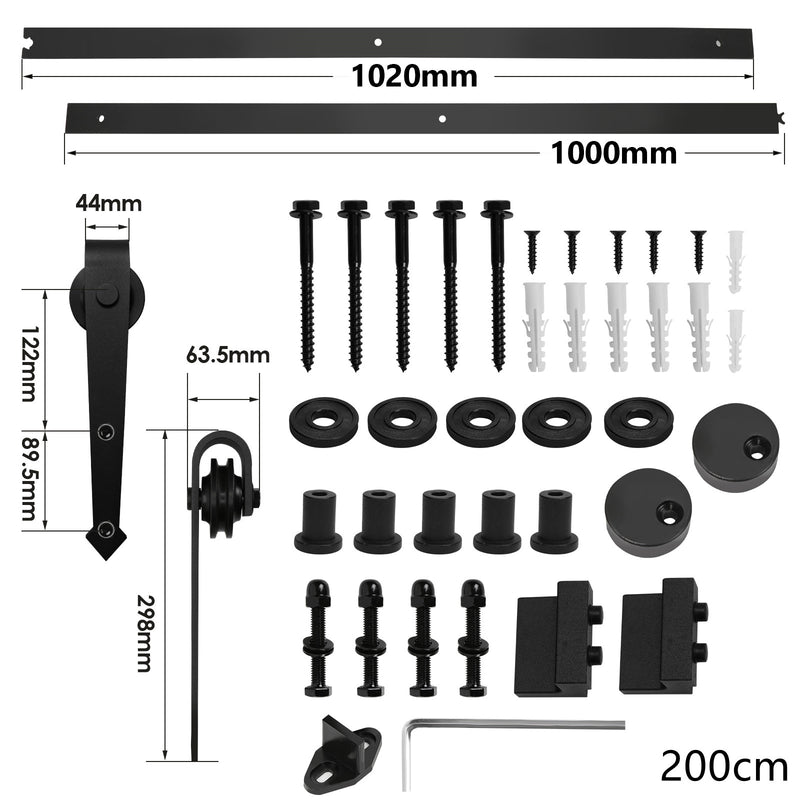 Sonnewelt Schiebetürbeschlag Set Schiebetürsystem 152cm/183cm/200cm/244cm/363cm
