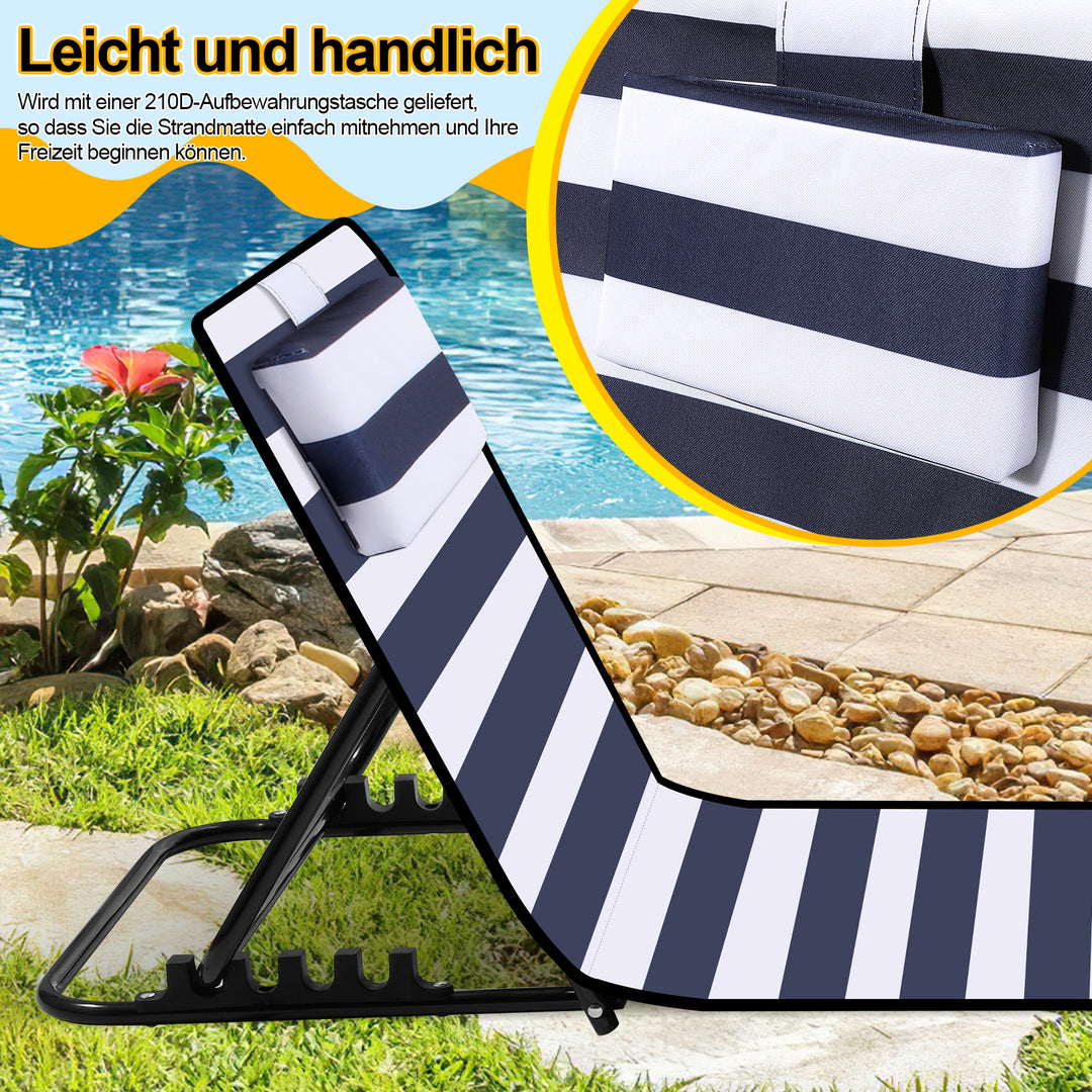 Sonnewelt Strandliegen Tragbar Strandmatte mit Einstellbar Höhe 158cm