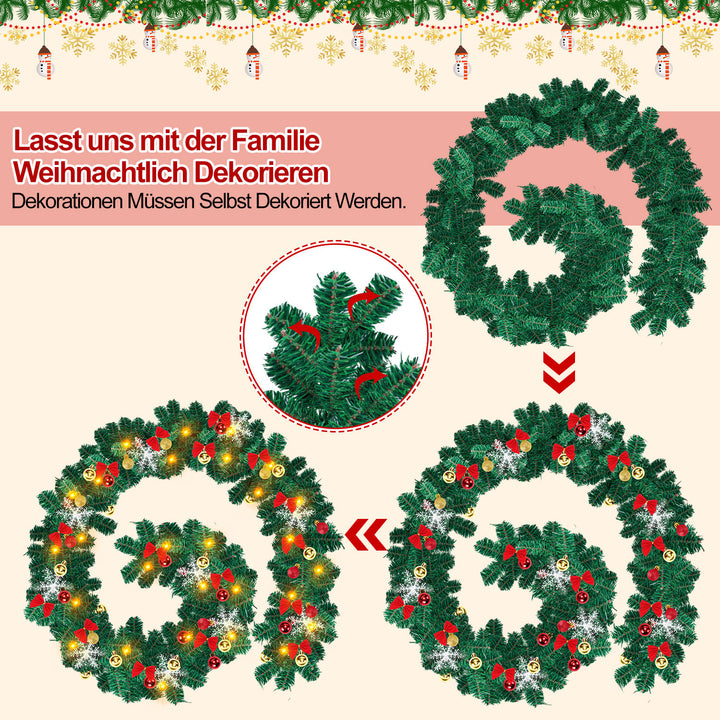 Sonnewelt Weihnachtsgirlande 100 LEDs mit Deko und Fernbedienung 5m