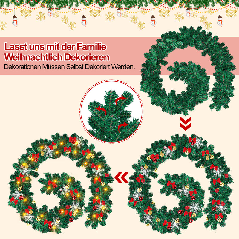 Sonnewelt Weihnachtsgirlande 100 LEDs mit Deko und Fernbedienung 5m