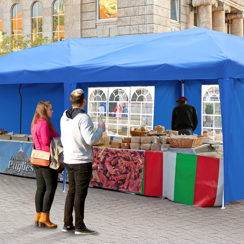 Sonnewelt Pop-Up Pavillon Gazebo mit Zentralverriegelung 3x6m mit Seiten