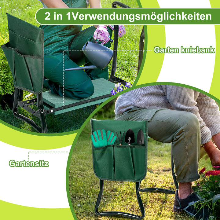 Sonnewelt 2 in 1 Kniebank für Gartenarbeit Gartenhocker mit Eva-Schaumkissen