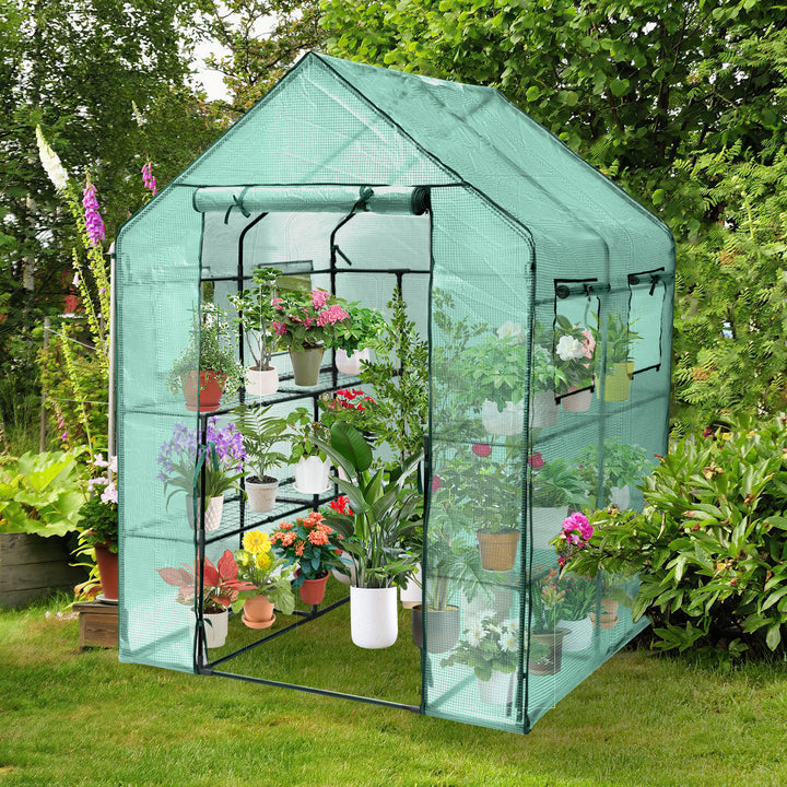 Sonnewelt foil greenhouse greenhouse with shelves