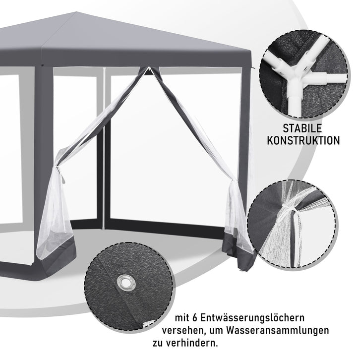 Sonnewelt Pavillon Gartenzelt mit Moskitonetz Wasserdicht 6-eckig