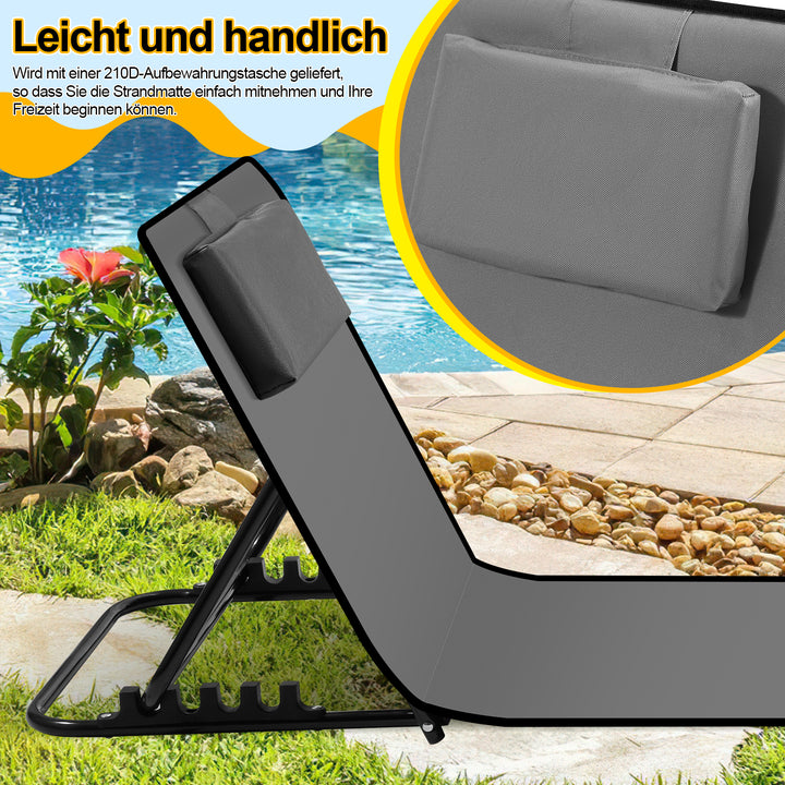 Sonnewelt Beach Loungers Portable Beach Mat with Adjustable 5-Level Height