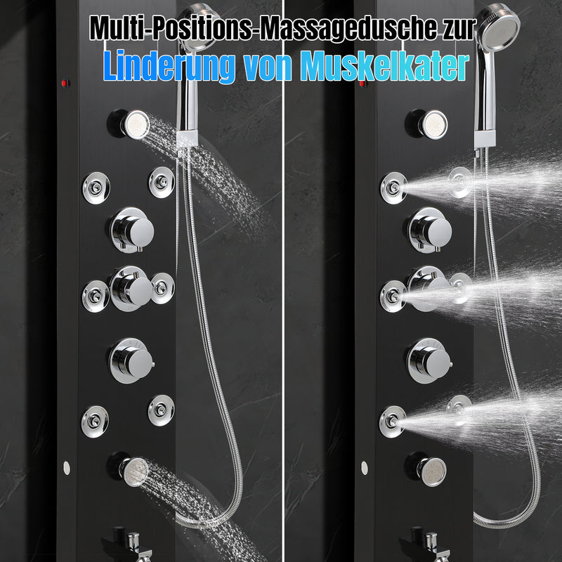 Sonnewelt Duschpaneel Wandduschpaneel 6 Funktionen Edelstahl Schwarz