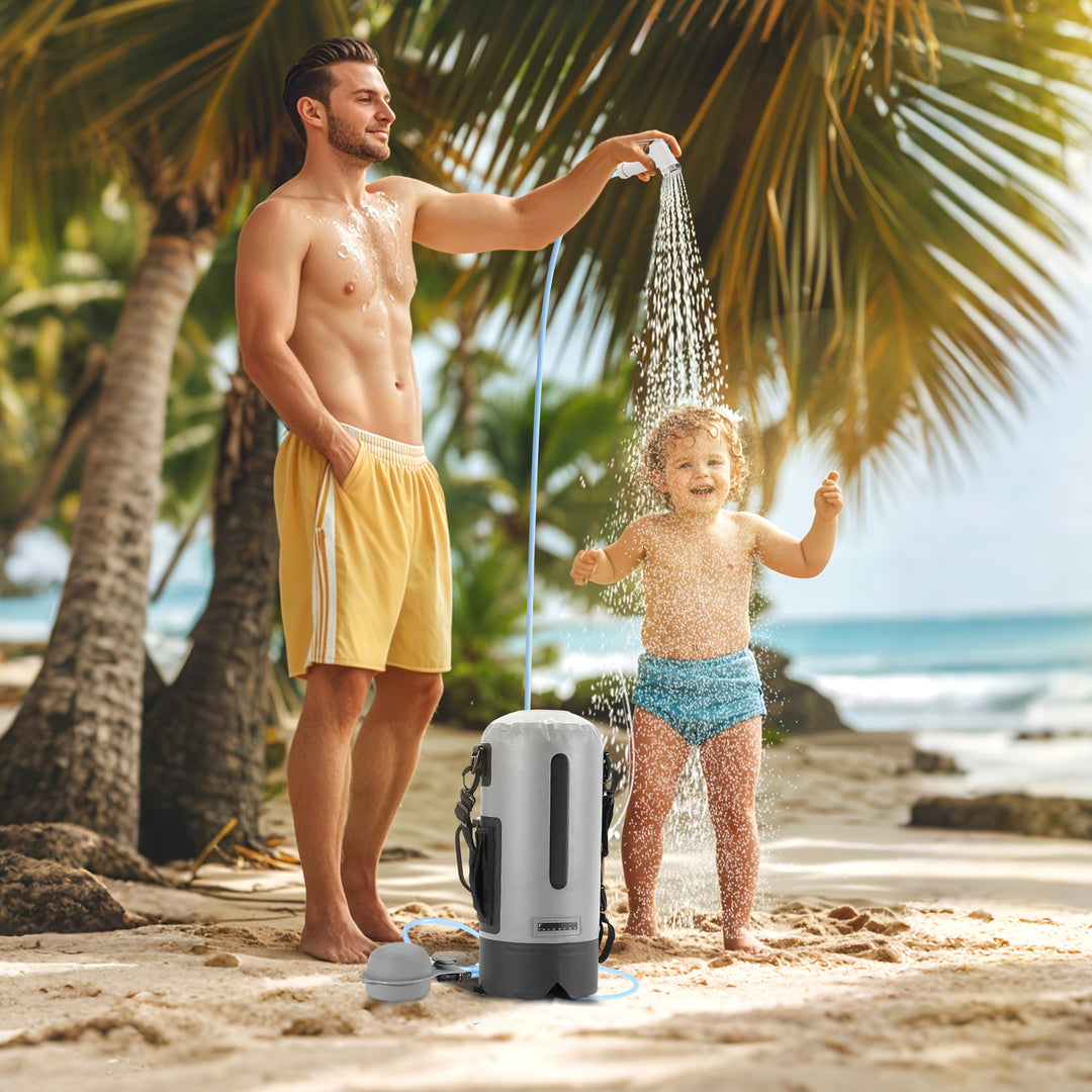 Sonnewelt Campingdusche 12L Tragbarmit Fusspumpe