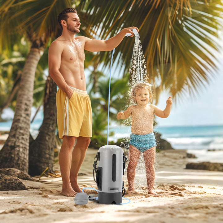 Sonnewelt Campingdusche 12L Tragbarmit Fusspumpe