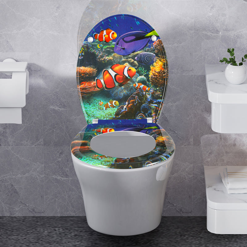 Sonnewelt Toilettendeckel WC Sitz mit Absenkautomatik O-Form