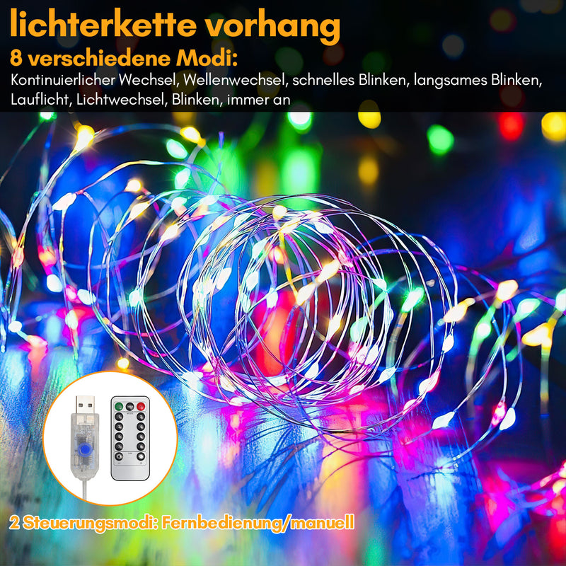 Sonnewelt LED Lichtervorhang 3x3m/3x6m Warmweiß/Farbe