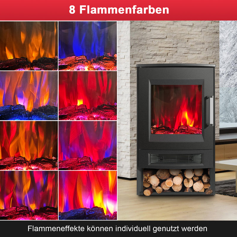 Sonnewelt Elektrokamin mit LED Flammenm WiFi Fernbedienung 900W/1800W
