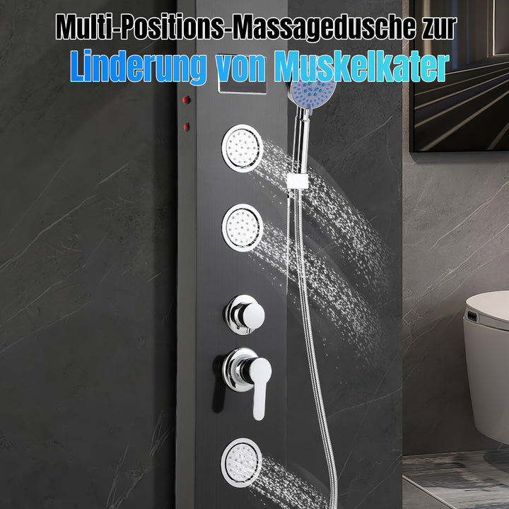 Sonnewelt Duschpaneel Wandduschpaneel 5 Funktionen Edelstahl Schwarz