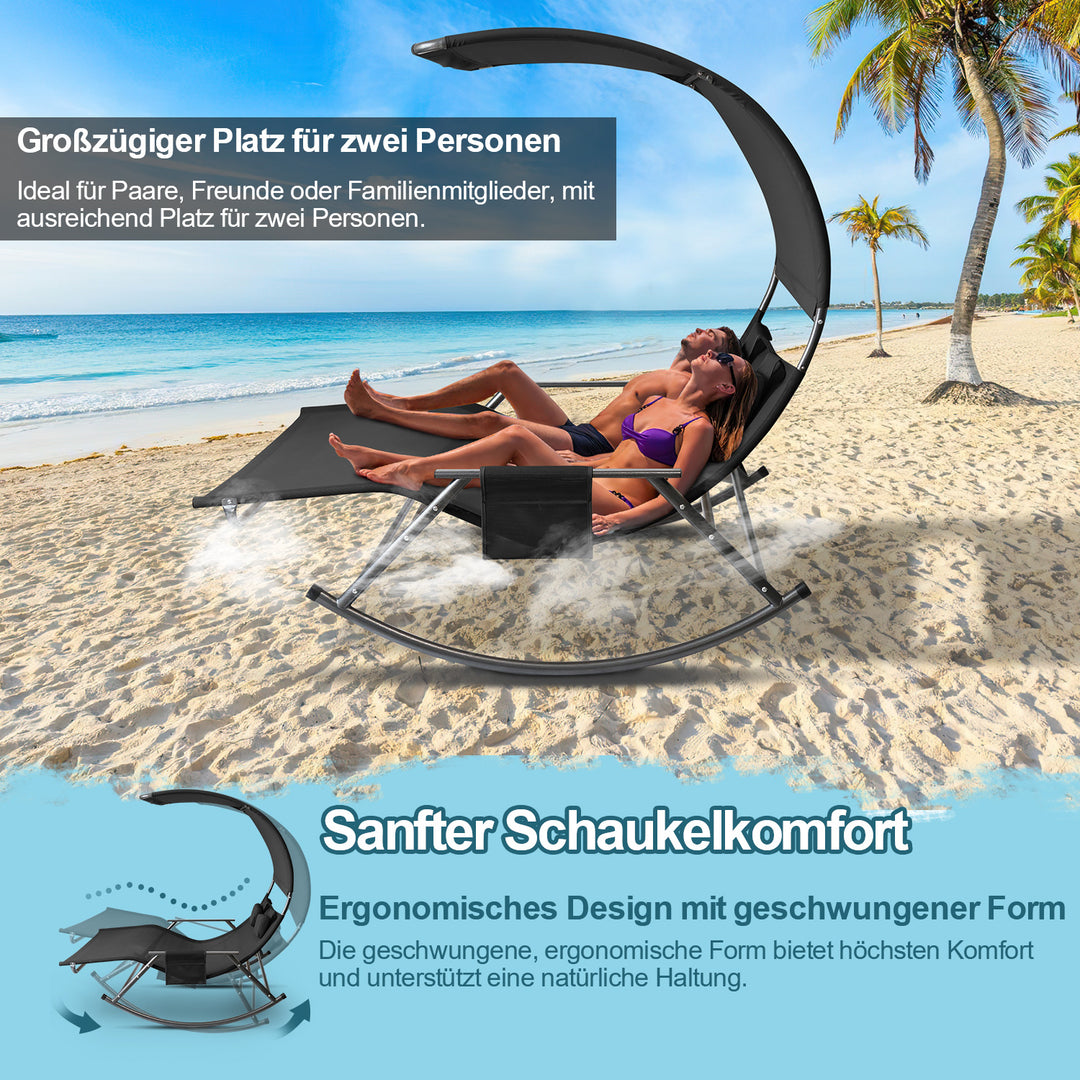 Sonnewelt Doppelliege Sonnenliege mit Sonnendach Outdoor