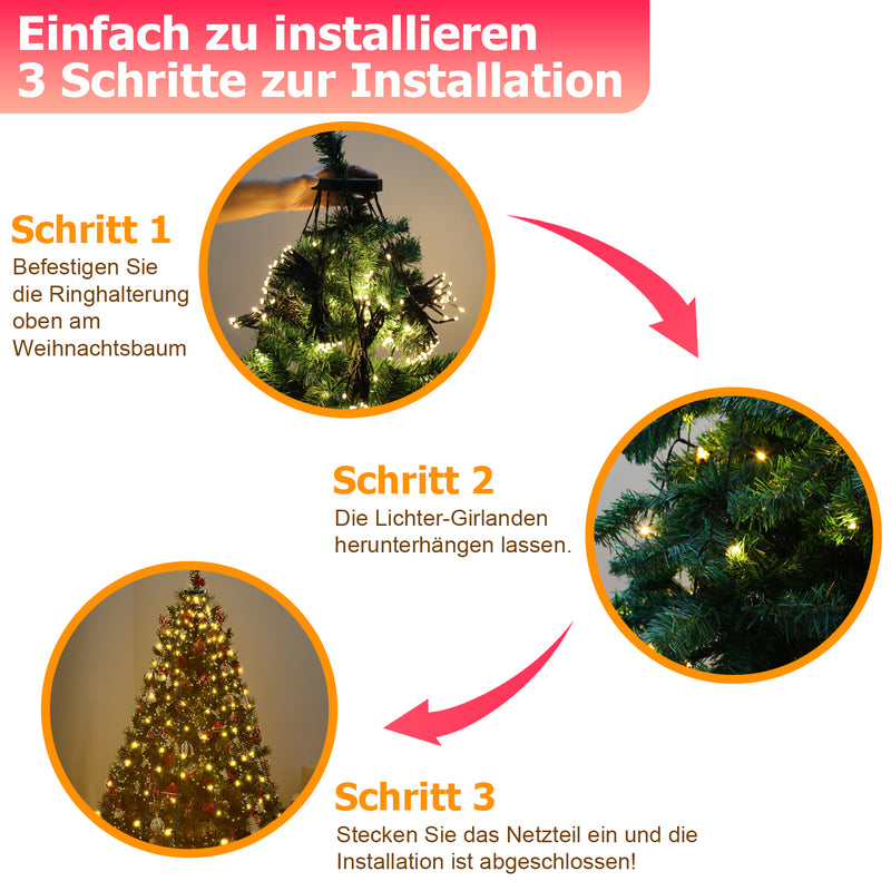 Sonnewelt LED Christbaumbeleuchtung mit Ring 280 LEDs IP44