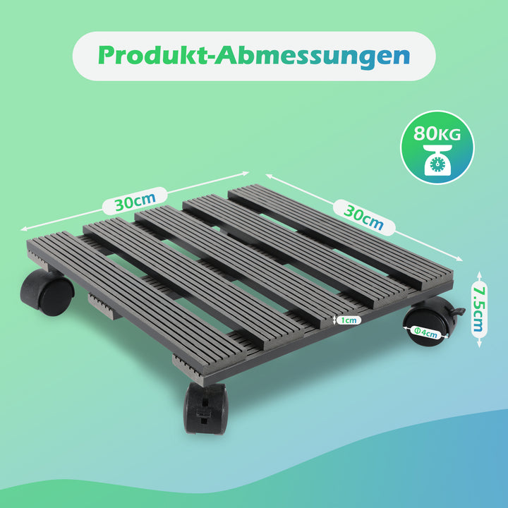 Sonnewelt WPC Plant Trolley Square with Wheels Load Capacity 80 kg