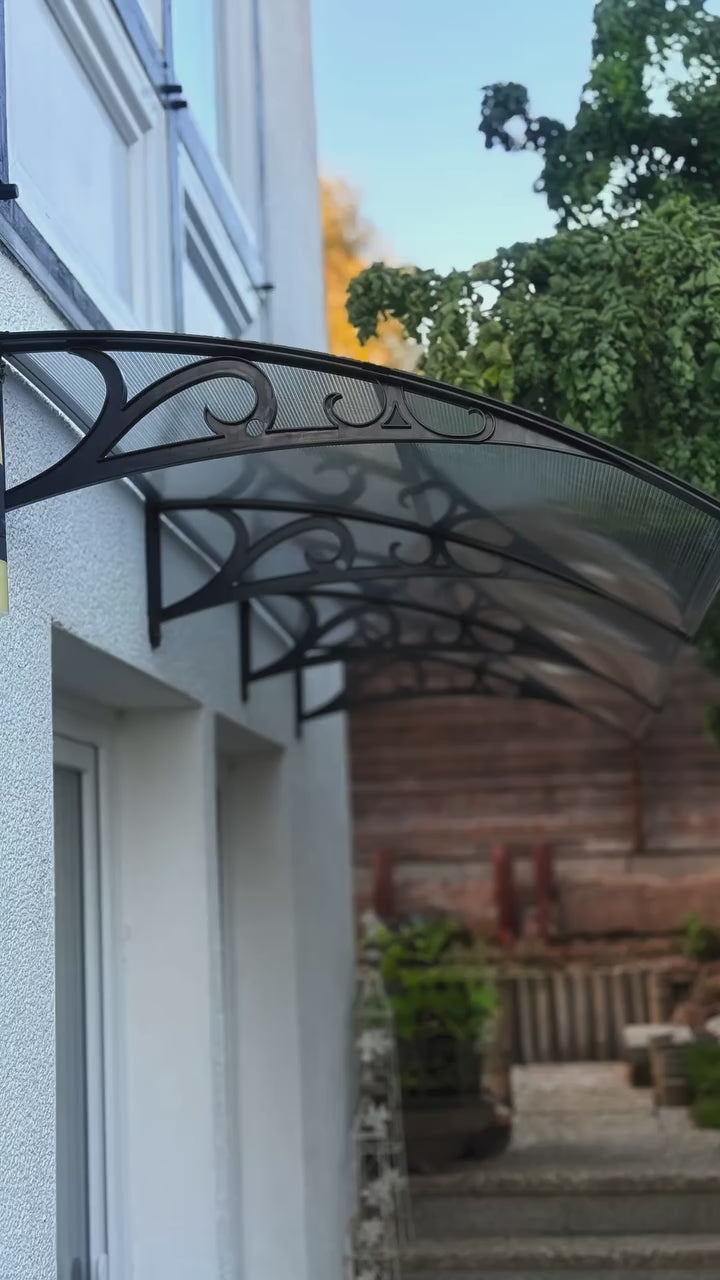 Sonnewelt Vordach für Haustür Pultbogenvordach Transparent