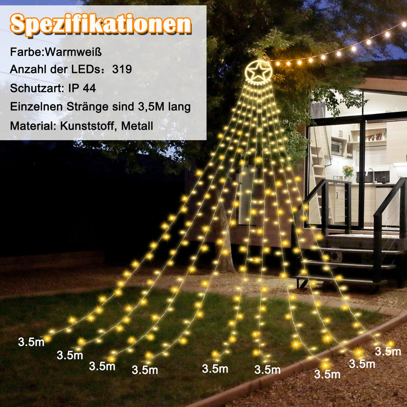 Sonnewelt LED Lichterkette mit Sternen mit 9 Girlanden