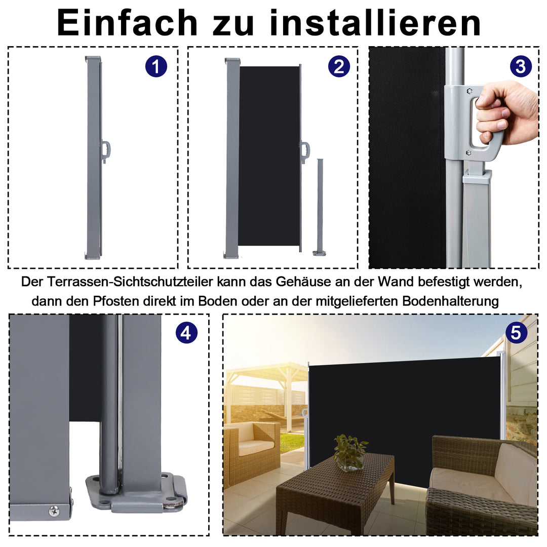 Sonnewelt Seitenmarkise Sichtschutz Ausziehbar