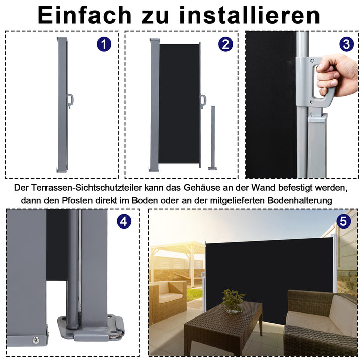 Sonnewelt Seitenmarkise Sichtschutz Ausziehbar