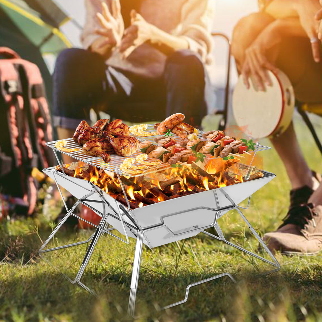 Sonnewelt Klappgrill Edelstahl Camping Holzofen Tragbar