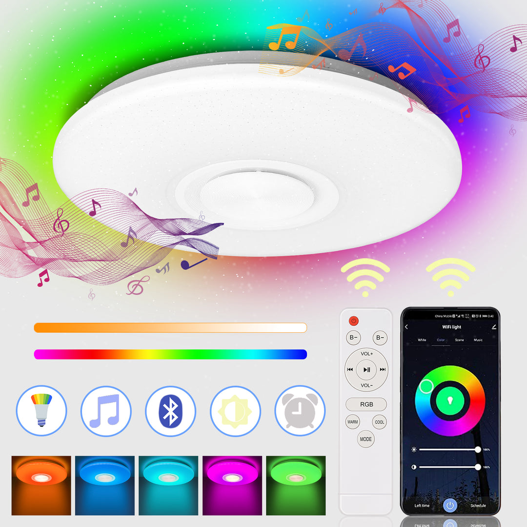 Sonnewelt Led Deckenlampe 36W Dimmbar RGB Bluetooth APP Steuerung