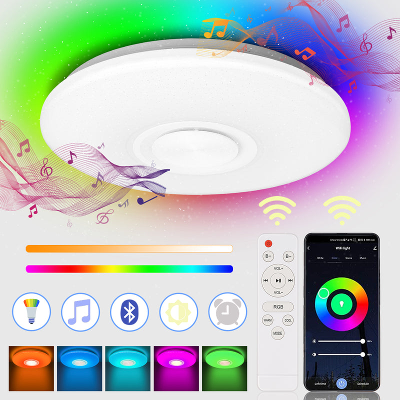 Sonnewelt Led Deckenlampe 36W Dimmbar RGB Bluetooth APP Steuerung