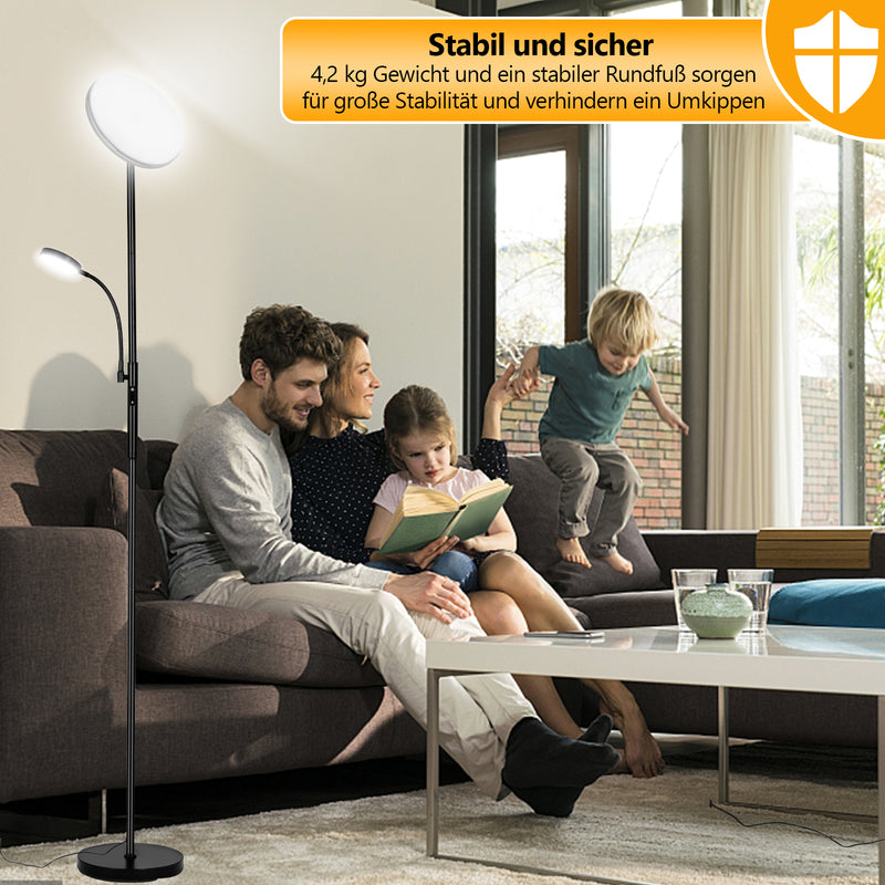 Sonnewelt LED Stehlampe Dimmbar 27W mit 7W Leselampe mit Fernbedienung