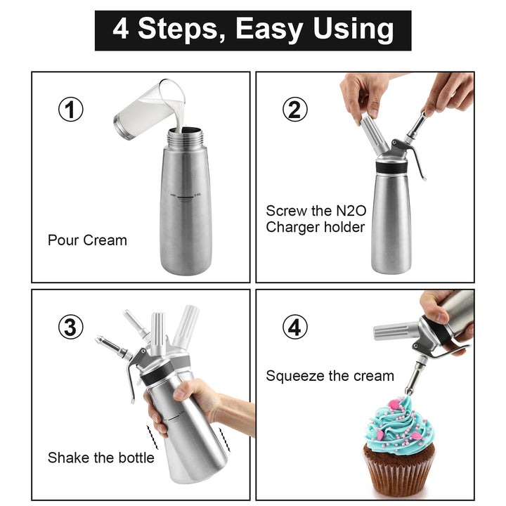 Sonnewelt cream dispenser stainless steel with 3 nozzles 500ml