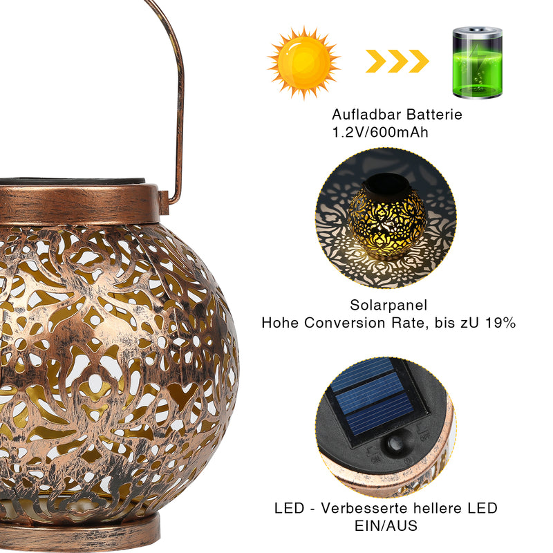 Sonnewelt Solarlaterne außen Garten Deko IP55 2 Pack