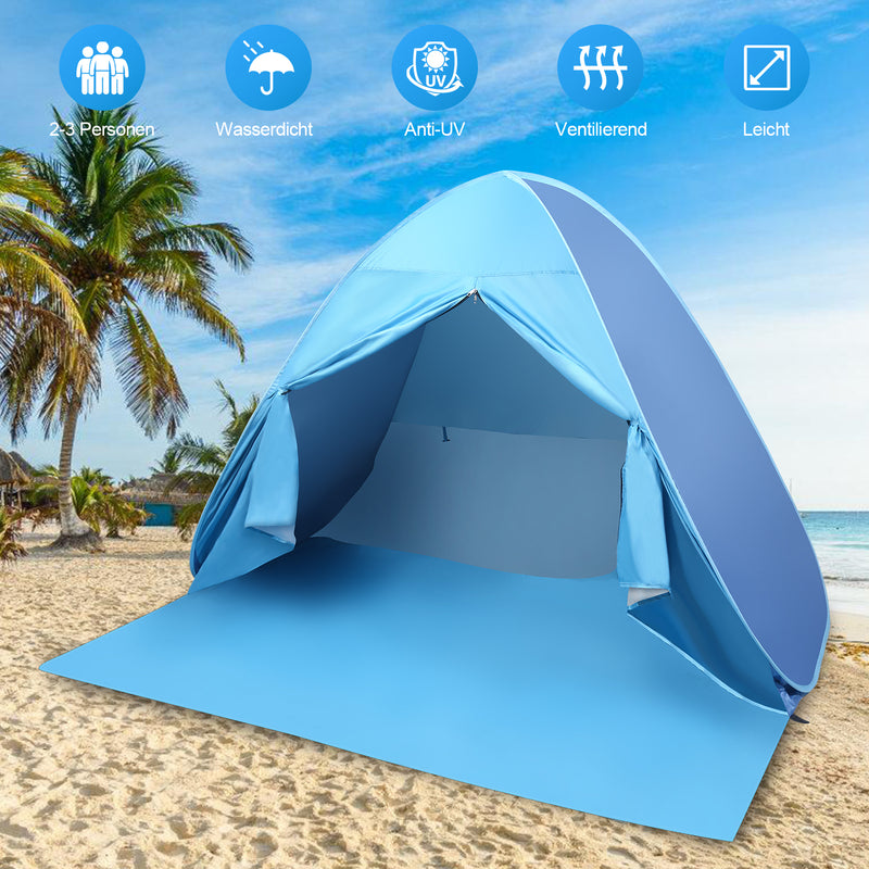 Sonnewelt Strandmuschel Pop Up Zelt UV-Schutz mit Vorhang